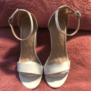 Womens All White Block Heels